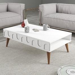 Hanah Home Lyon 34 Mesa de Centro Blanco y Nogal